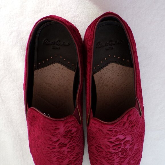 Robert Graham Velvet Skull Embossed Loafer, Comfortable Casual Sonoma Wine NIB